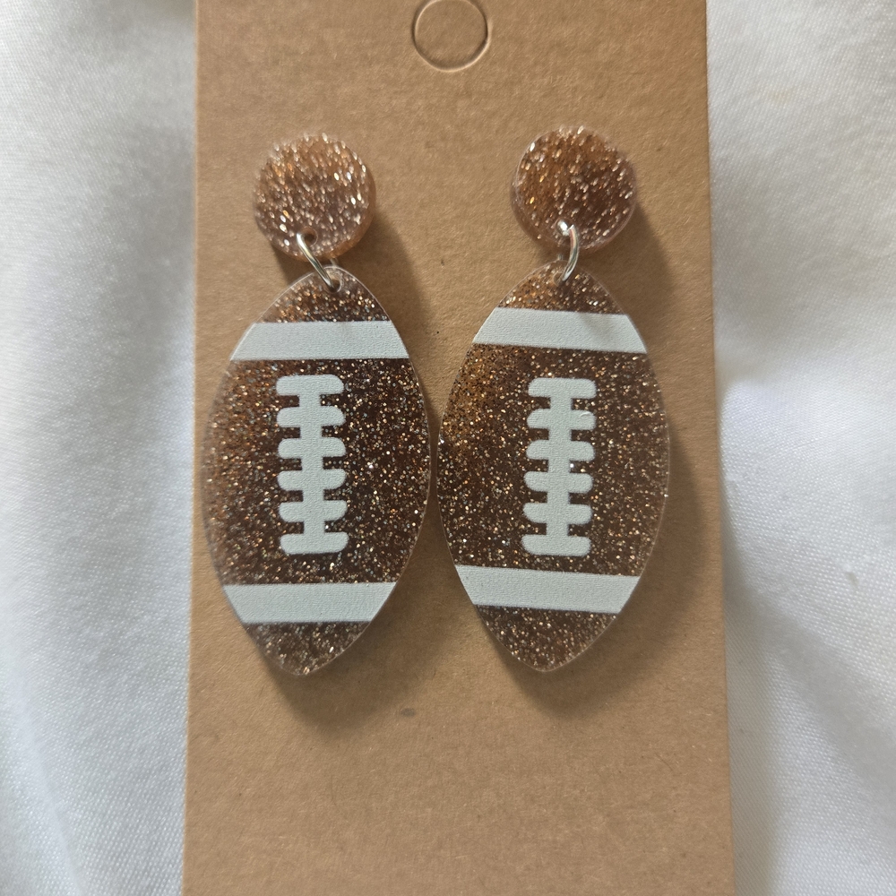 Glittery Football Earrings